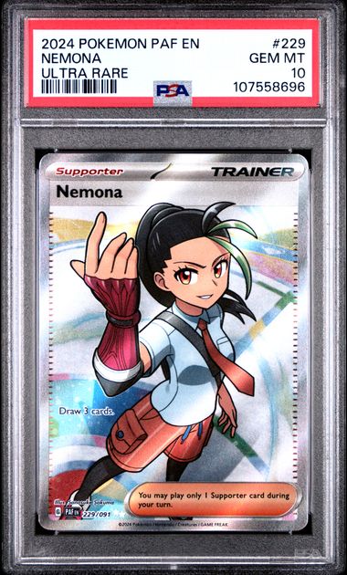 2024 Pokémon PAF EN – Paldean Fates #229 Nemona Ultra Rare PSA 10