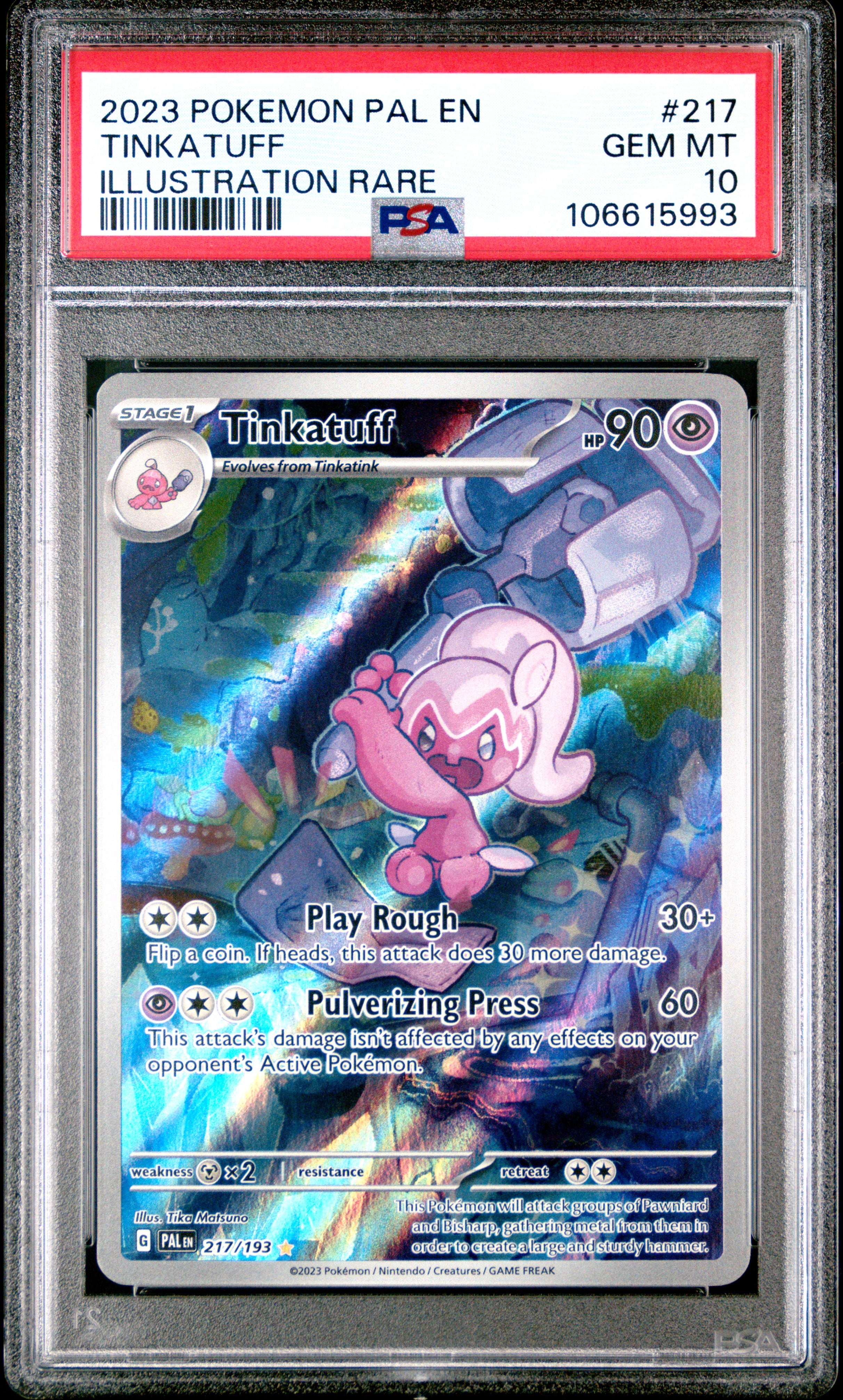 2023 Pokemon PAL Paldea Evolved #217 Tinkatuff PSA 10 Graded Card
