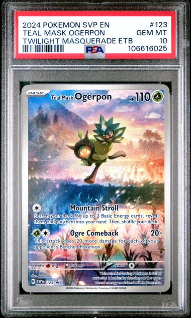 2024 Pokémon English SV Black Star Promo #123 Teal Mask Ogerpon Twilight Masquerade ETB Promo PSA 10