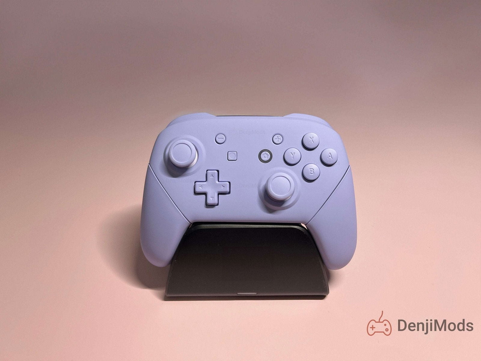 Custom Matte Purple Nintendo Switch Pro Controller on display stand.