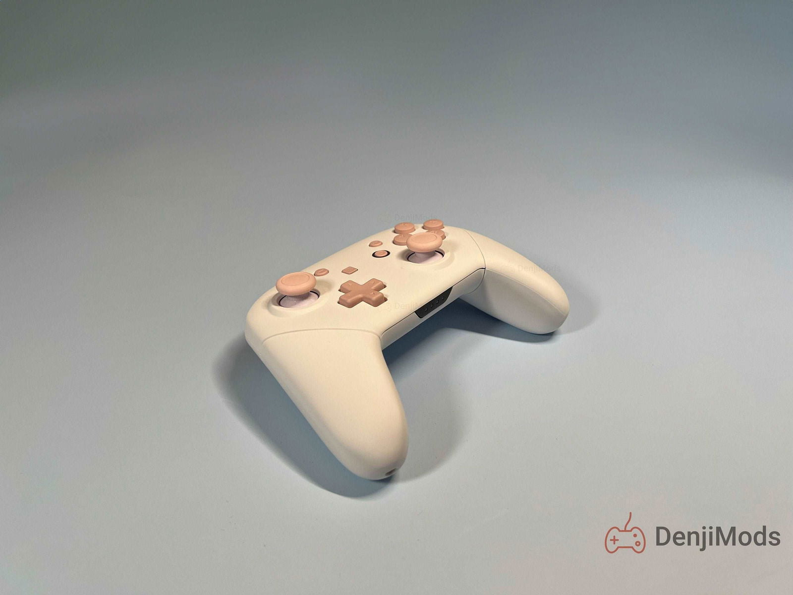Custom Matte White Nintendo Switch Pro Controller with pastel accents, handmade and soft-touch design.