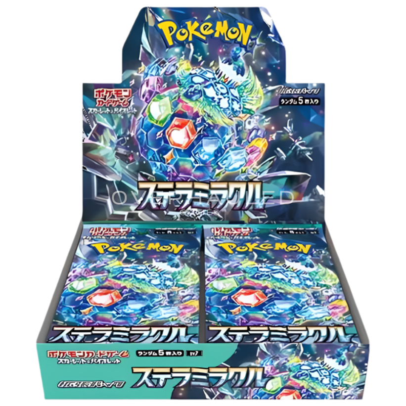 Japanese Pokémon Stellar Miracle Booster Box SV7 with vibrant artwork and 30 packs.