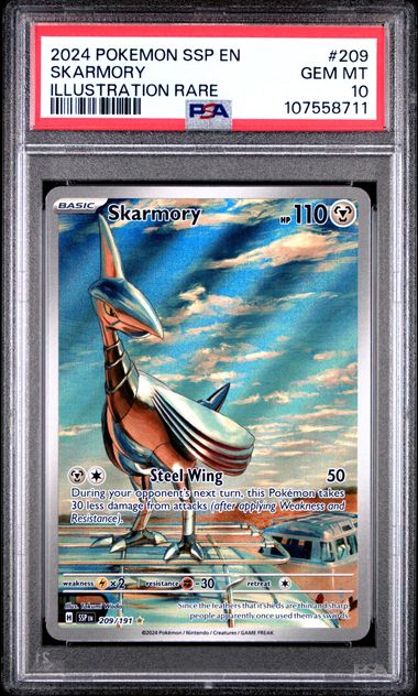 2024 Pokémon Surging Sparks EN-SSP #209 Skarmory Illustration Rare PSA 10