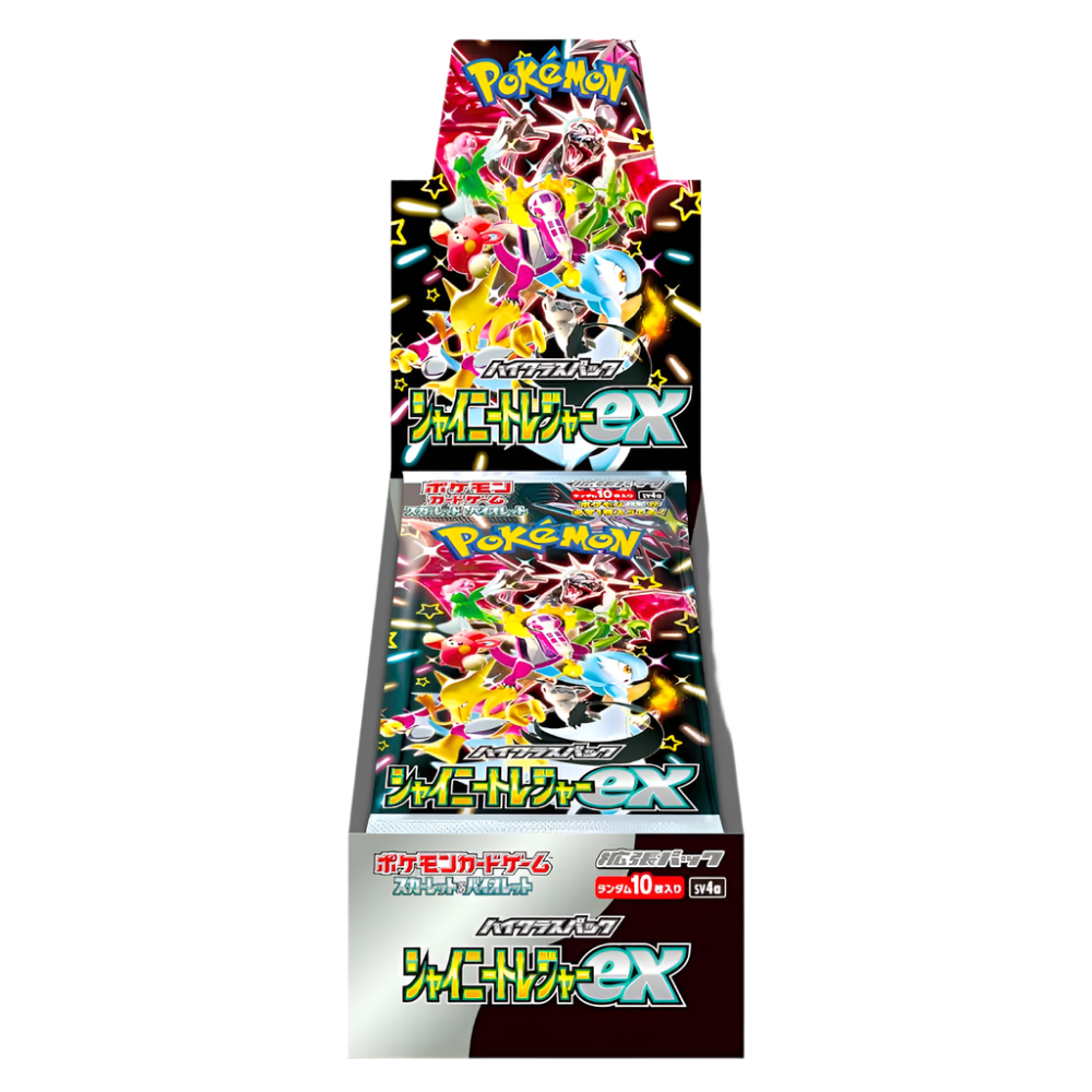Pokémon Shiny Treasure ex Japanese Booster Box - SV4a, rare collectible cards, 10 packs per box.
