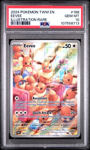 2024 Pokémon English TWM – Twilight Masquerade #188 Eevee Illustration Rare PSA 10