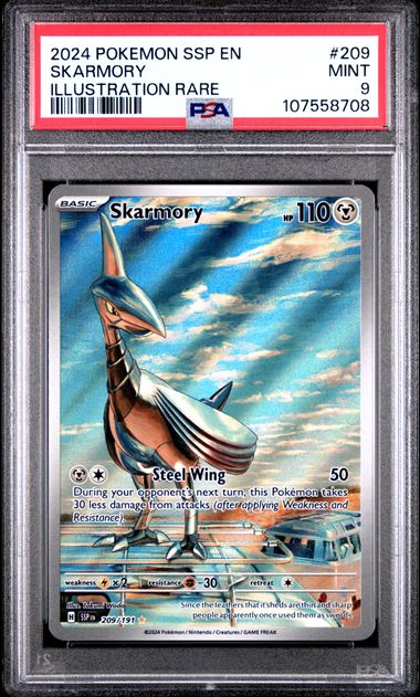 2024 Pokémon Surging Sparks EN-SSP #209 Skarmory Illustration Rare PSA 9