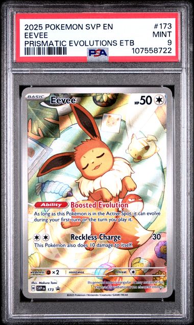 2025 Pokémon SVP EN–SV Black Star Promo #173 Eevee – Prismatic Evolutions ETB PSA 9