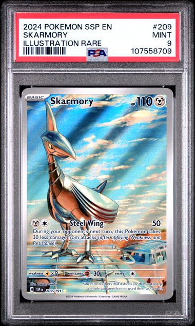 2024 Pokémon Surging Sparks EN-SSP #209 Skarmory Illustration Rare PSA 9