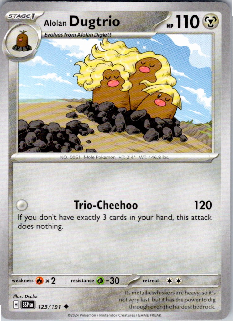 Alolan Dugtrio (123/191) [SV08: Surging Sparks]