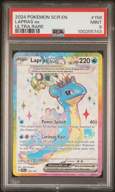 2024 Pokémon Stellar Crown Ultra Rare #158 Lapras EX PSA 9 Graded Card