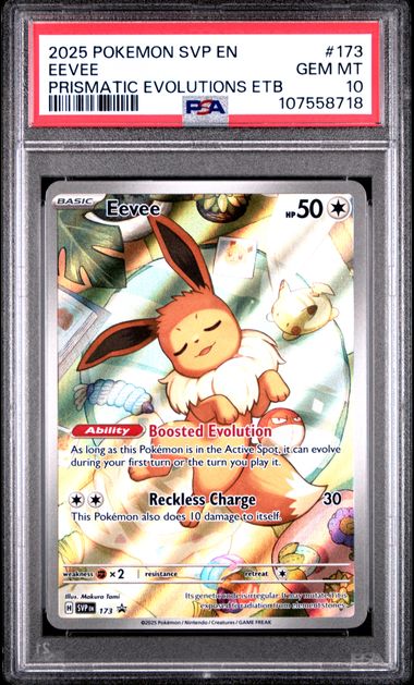 2025 Pokémon SVP EN–SV Black Star Promo #173 Eevee – Prismatic Evolutions ETB PSA 10