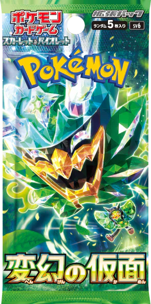 Pokémon Mask of Change Japanese Booster Box SV6 packaging with dynamic artwork and Pokémon logo.