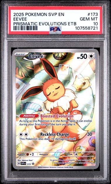 2025 Pokémon SVP EN–SV Black Star Promo #173 Eevee – Prismatic Evolutions ETB PSA 10