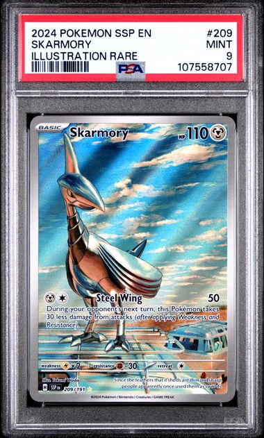 2024 Pokémon Surging Sparks EN-SSP #209 Skarmory Illustration Rare PSA 9